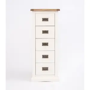 Cosenza 5 Drawer Narrow Chest of Drawers Bras Drop Handle