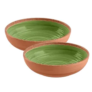 Purely Home Rustic Swirl Green Melamine Bowls - Set of 2