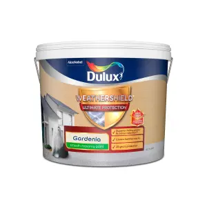 Dulux Weathershield Gardenia Smooth Matt Masonry paint, 10L