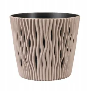 Indoor Plant Pots with Insert Plastic Flowerpot Small Large Mocca 19cm