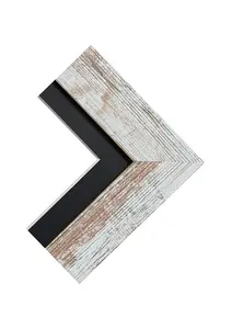 Metro Distressed White Frame with Black Mount for Image Size 24 x 18 Inch