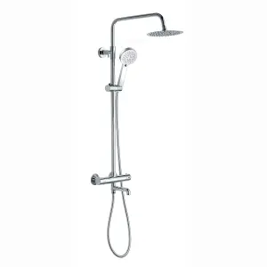 ENKI Dune Chrome 3-Outlet Multi-Function Thermostatic Overhead Shower Set 200mm