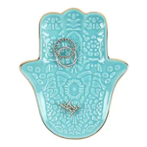 Something Different Turquoise Hamsa Hand Jewellery Dish Turquoise (One Size)