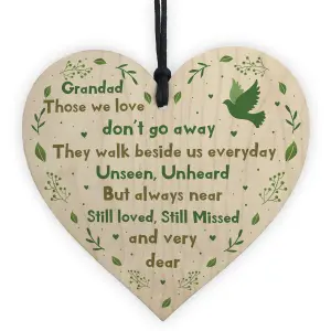 Grandad Christmas Memorial Decoration Wooden Heart Memorial Plaque Gift For Grandad