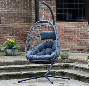 Holly Folding Single Cocoon Egg Chair Swing - Grey