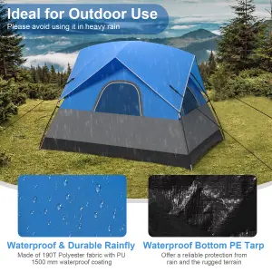 Costway 3-person Camping Tent Waterproof Double-layer Tent w/ Removable Floor Mat