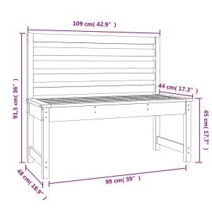 Berkfield Garden Bench Grey 109 cm Solid Wood Pine