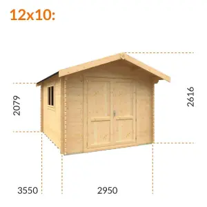 12ft x 10ft (3550mm x 2950mm) Horsforth "The Saint Paul" 28mm Log Cabin With 1 Opening Windows