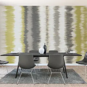 Origin Murals Linear Stripe - Olive Green and Charcoal Matt Smooth Paste the Wall Mural 300cm wide x 240cm high