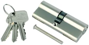 Smith & Locke Nickel effect Brass Single Euro Cylinder lock, (L)70mm (W)33mm