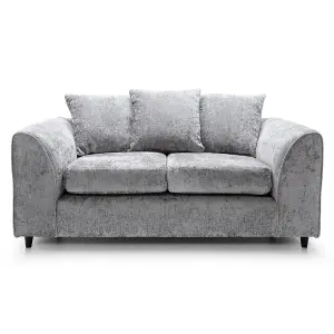 Monaco Chenille Fabric 2 Seater Sofa Light Grey Scatter Back