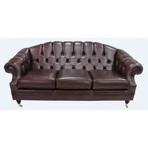 Chesterfield 3 Seater Old English Dark Brown Leather Sofa Settee Bespoke In Victoria Style