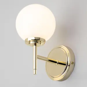 Litecraft Preston Brass Bathroom Globe Wall Light