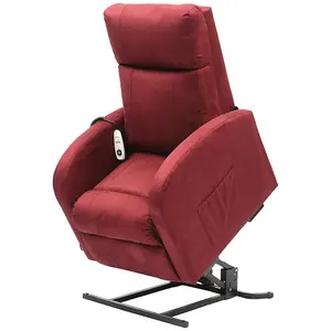 Single Motor Rise and Recline Lounge Chair - Wine Coloured Suedette Material