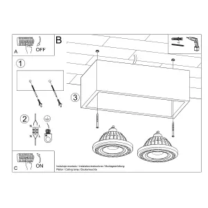 Quatro Concrete Grey 2 Light Classic Ceiling Light