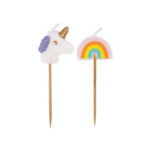 Unique Party Unicorn And Rainbow Birthday Candles (Pack of 6) Multicoloured (One Size)