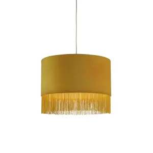 Lighting Collection Aberarth Mustard Velvet Fringe Shade