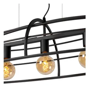 Lucide Dikra Modern Bar Pendant Light - 5xE27 - Black