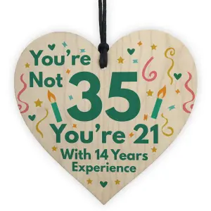 Red Ocean Funny Birthday Gifts For Women Novelty 35th Birthday Gift For Men Wooden Heart Sign Funny Birthday Card