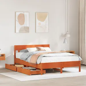 Berkfield Bed Frame without Mattress Wax Brown 140x190 cm Solid Wood Pine