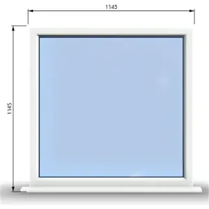 1145mm (W) x 1145mm (H) PVCu StormProof Window - 1 Non Opening Window - Toughened Safety Glass - White