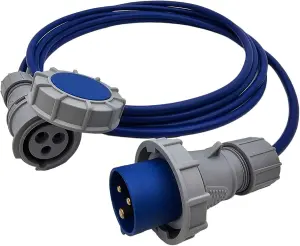 HDIUK - IP67 CEE Blue Plug to Coupler Heavy Duty Site Extension Lead, 16A (15 Metres)