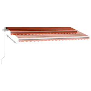 Berkfield Manual Retractable Awning with LED 400x300 cm Orange and Brown