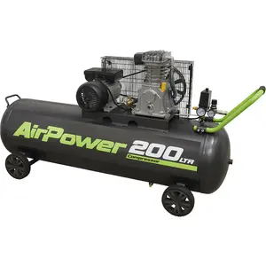 200 Litre Mobile Belt Drive Air Compressor with 3hp Motor and Quick Release Coupling for Workshops