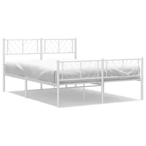 Berkfield Metal Bed Frame with Headboard and Footboard White 140x190 cm