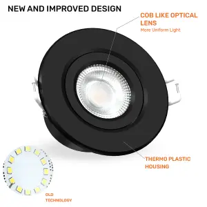 paul russells LED Downlight Black Tilt Recessed Ceiling Spotlight  4.8W 440 Lumens, IP44, Colour Changeable CCT3