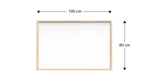 ALLboards Whiteboard dry erase magnetic surface wooden natural frame 100x80 cm