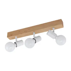 3 Spot Wall Flush Ceiling Light Colour Brown White Shade Bulb E27 3x60W