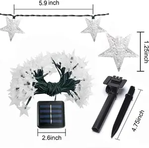 Waterproof Solar Powered Star Fairy String Light in Multicoloured 10 Meters 60 LED