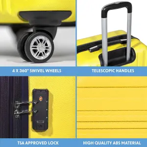 Sealey Dellonda 3-Piece ABS Luggage Set with Integrated TSA Approved Combination Lock - Yellow - DL124 DL124