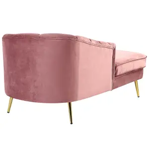 Right Hand Velvet Chaise Lounge Pink ALLIER