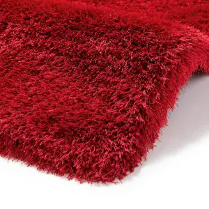 Red Plain Handmade Modern Shaggy Easy to clean Rug for Bed Room Living Room and Dining Room-60cm X 120cm