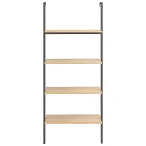 Berkfield 4-Tier Leaning Shelf Light Brown and Black 64x35x152.5 cm