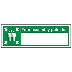 Your Assembly Point Fire Safety Sign - Rigid Plastic - 300x100mm (x3)