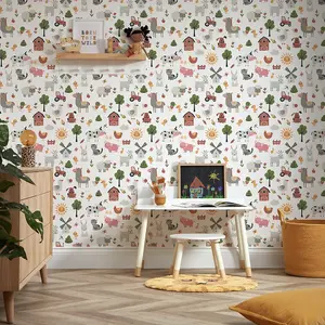 Down On The Farm Wallpaper In Multicoloured