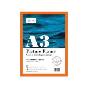 A3 Orange Picture Frame Fits A3 (29.7 x 42cm - 11.7 x 16.5in) Poster, Photo, Artwork, or Print.