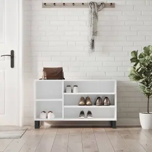 Berkfield Shoe Cabinet High Gloss White 102x36x60 cm Engineered Wood