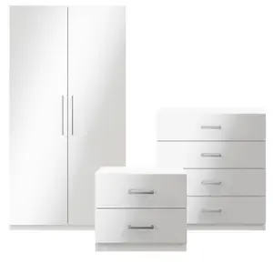 Atomia Matt & high gloss white 4 Drawer Deep Chest of drawers (H)804mm (W)750mm (D)466mm