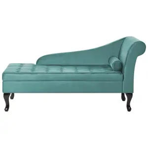 Right Hand Velvet Chaise Lounge with Storage Teal PESSAC