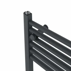 Rinse Bathrooms 800W Electric Heated Warming Towel Rail Bathroom Radiator Anthracite - 1800x600mm