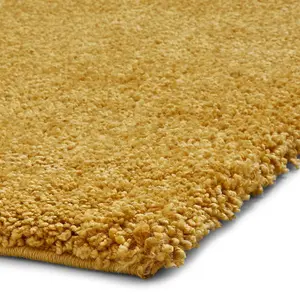 Yellow Plain Shaggy Modern Easy to Clean Rug for Living Room Bedroom and Dining Room-80cm X 150cm