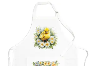 Purely Home Farm Animals & Flowers Chick Apron - Floral Gifts for Her - Cooking & Baking