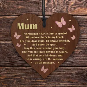 Red Ocean Hanging Wooden Heart Gift For Mum On Mothers Day Birthday Poem Gift From Daughter Son Beautiful Keepsake