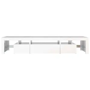 Berkfield TV Cabinet with LED Lights High Gloss White 215x36.5x40 cm