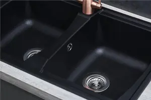 Liquida AR20BL 2.0 Bowl SMC Composite Reversible Inset Large Black Kitchen Sink