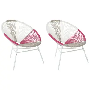 Set of 2 Garden Chairs ACAPULCO PE Rattan Fuchsia Pink